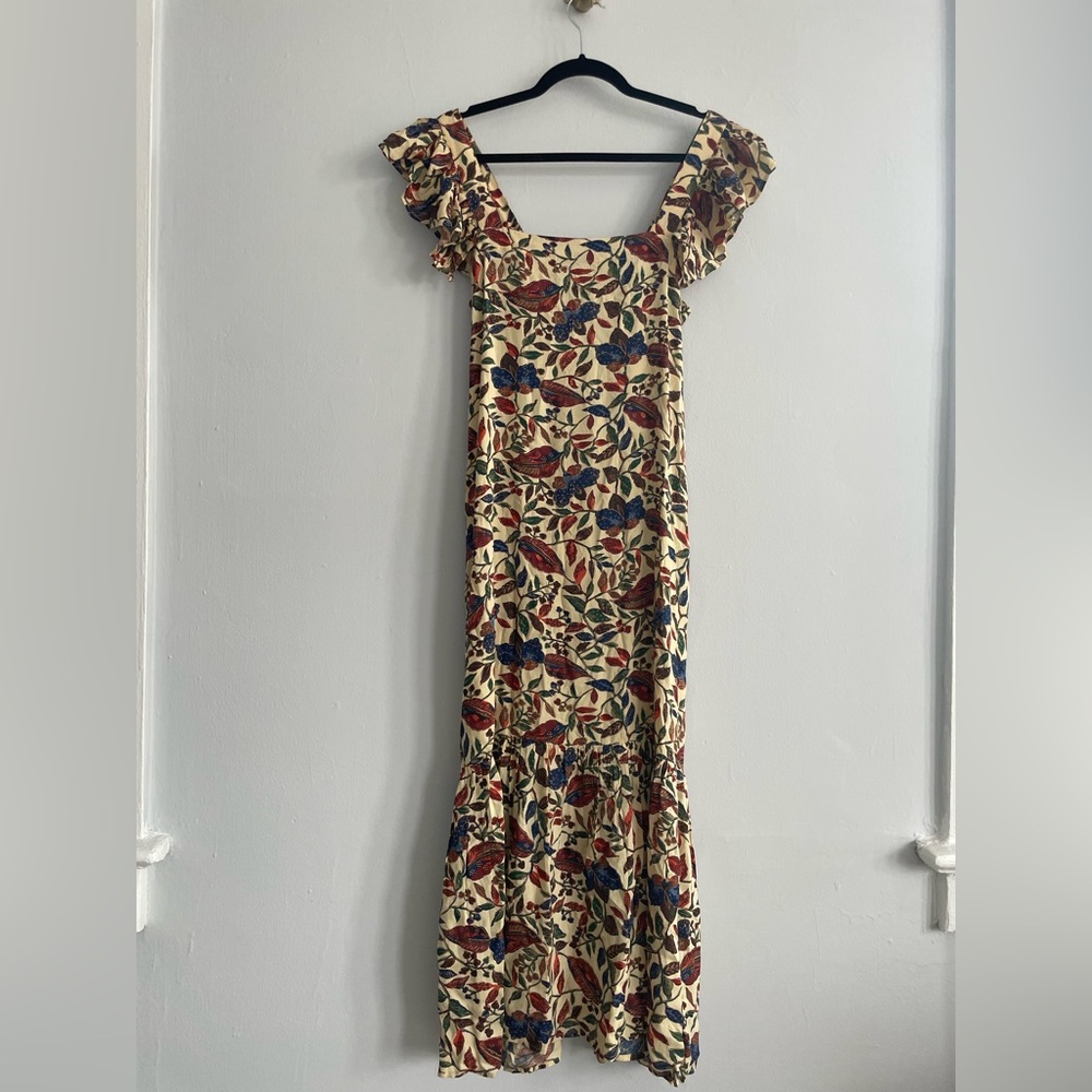 House of Harlow 1960 (Revolve) Floral Maxi Dress with ruffle sleeves, size XS